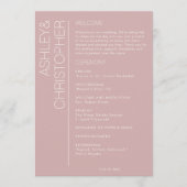 Modern minimalistisch Roos huwelijk Programmakaart (Voorkant)