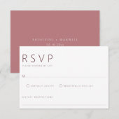 Modern minimalistisch Roos huwelijk RSVP Kaartje (Voorkant / Achterkant)