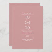 Modern minimalistisch Roos huwelijk Save The Date (Voorkant / Achterkant)