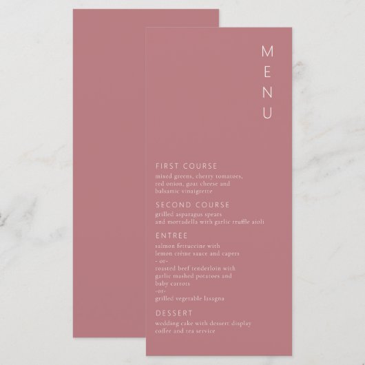 Modern minimalistisch Roos Menu (Voorkant / Achterkant)