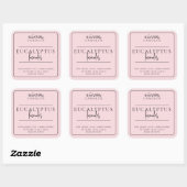 Modern minimalistisch roos roze kaarsenlabel vierkante sticker (Vel)