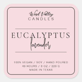 Modern minimalistisch roos roze kaarsenlabel vierkante sticker