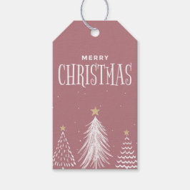 Modern minimalistisch Roos roze kerst Cadeaulabel