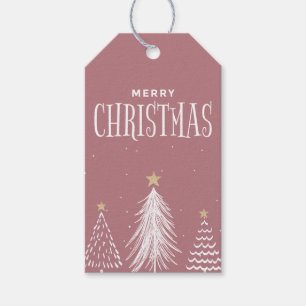 Modern minimalistisch Roos roze kerst Cadeaulabel