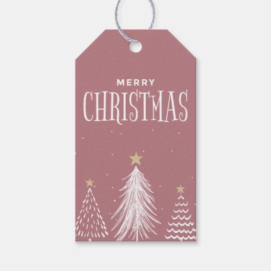 Modern minimalistisch Roos roze kerst Cadeaulabel (Voorkant)