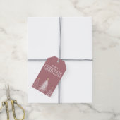 Modern minimalistisch Roos roze kerst Cadeaulabel (Met Touw)