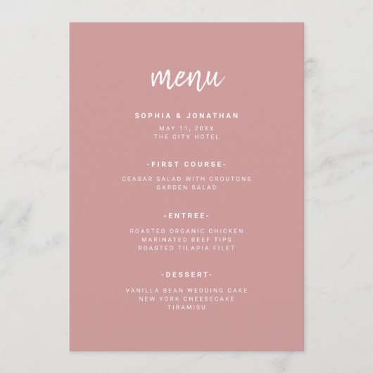 Modern minimalistisch Roos van het Manuscript Dust Menu (Voorkant)