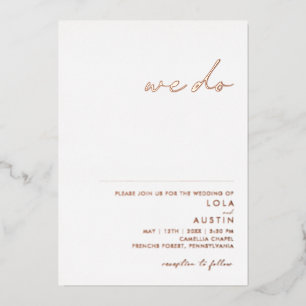 Modern Minimalistisch   Rose Goud We Do Trouw Echt Folie Uitnodiging