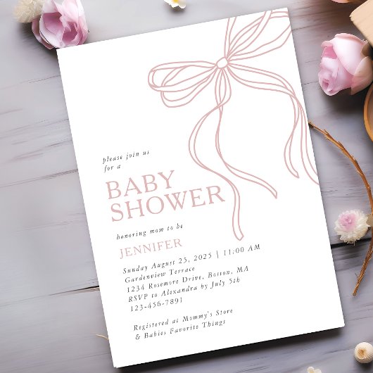 Modern minimalistisch roze boog Baby shower Kaart