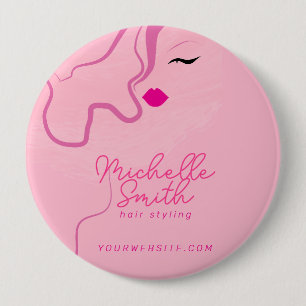 Modern minimalistisch roze haar styling golvend ka ronde button 4,0 cm