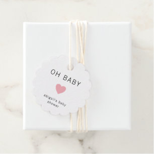Modern minimalistisch roze hart Schattige Baby sho Bedankjes Labels