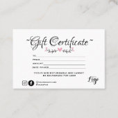 Modern minimalistisch roze hartkaartencertificaat visitekaartje (Voorkant)