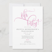 Modern minimalistisch roze kalligrafie Baby shower Kaart (Voorkant)