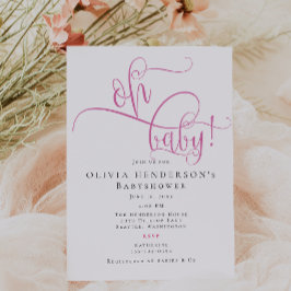 Modern minimalistisch roze kalligrafie Baby shower Kaart