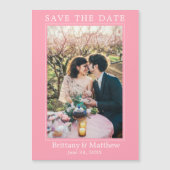 Modern Minimalistisch Roze Magnetisch Save the Dat (Voorkant)