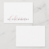 Modern minimalistisch roze monogram notitiekaartje (Voorkant / Achterkant)