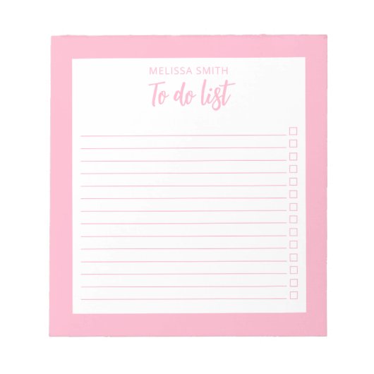 Modern minimalistisch roze om lijst te doen notitieblok (Voorkant)