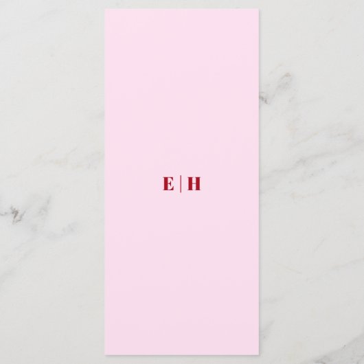 Modern minimalistisch roze rondtrekmenu menu (Achterkant)