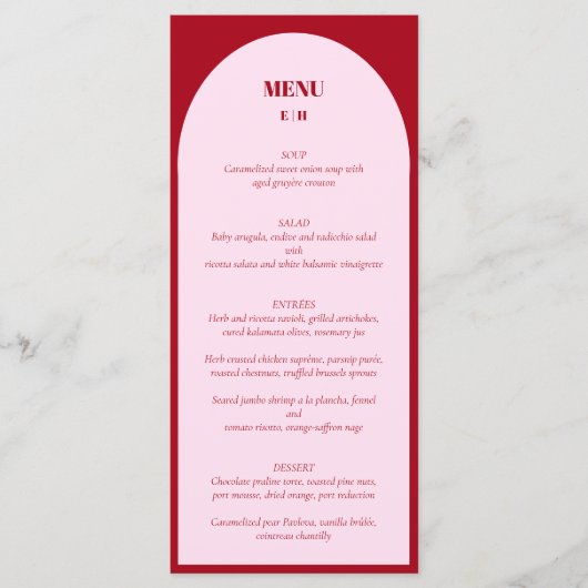Modern minimalistisch roze rondtrekmenu menu (Voorkant)