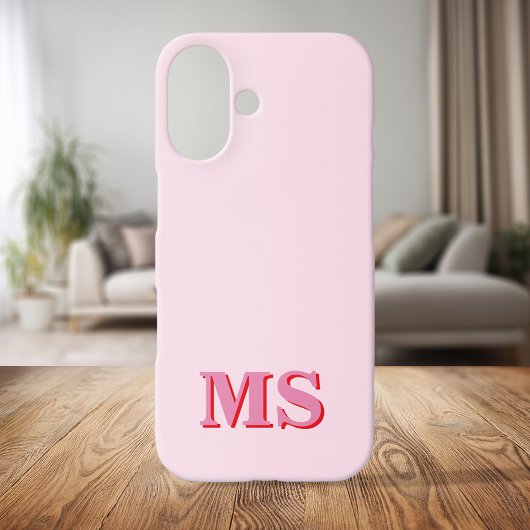 Modern minimalistisch roze rood Initiaal monogram Case-Mate iPhone Case