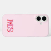 Modern minimalistisch roze rood Initiaal monogram Case-Mate iPhone Case (Achterkant (horizontaal))