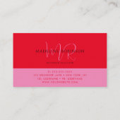Modern Minimalistisch Roze Rood Script Visitekaartje (Achterkant)