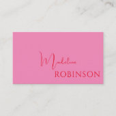 Modern Minimalistisch Roze Rood Script Visitekaartje (Voorkant)