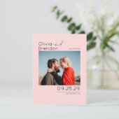 Modern minimalistisch roze Save the Date-foto Date (Staand voorkant)