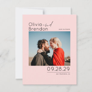 Modern minimalistisch roze Save the Date-foto Date