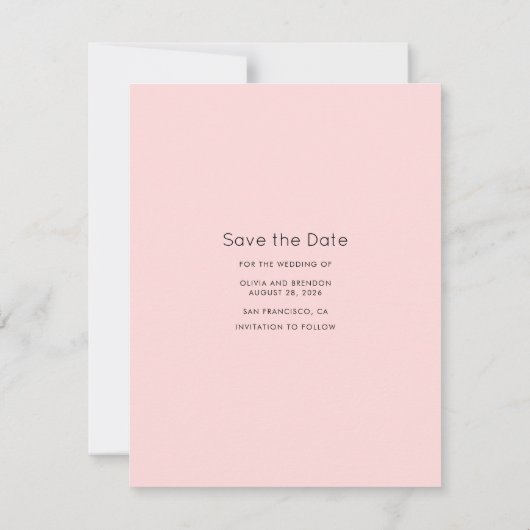 Modern minimalistisch roze Save the Date-foto Save The Date (Achterkant)