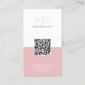 Modern Minimalistisch Roze Script QR-code Visitekaartje (Achterkant)