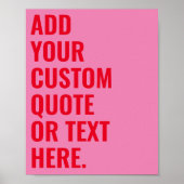 Modern Minimalistisch Roze Vet Aangepast Citaat Poster (Voorkant)