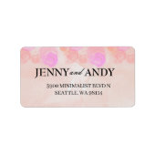Modern minimalistisch roze Waterverf huwelijksadre Etiket (Voorkant)