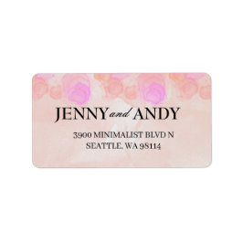Modern minimalistisch roze Waterverf huwelijksadre Etiket