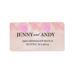Modern minimalistisch roze Waterverf huwelijksadre Etiket