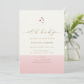 Modern minimalistisch roze Wildflower Baby shower Kaart (Staand voorkant)
