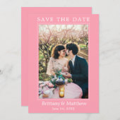 Modern minimalistisch roze zwart save the date (Voorkant / Achterkant)