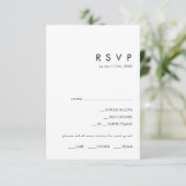 Modern minimalistisch | RSVP-kaart met zwarte menu (Staand voorkant)