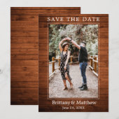 Modern minimalistisch Rustisch Hout Save The Date (Voorkant / Achterkant)