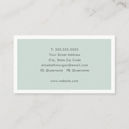 Modern minimalistisch Sage Green Grey Simple Visitekaartje (Achterkant)