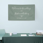 Modern minimalistisch Sage Green Heart Wedding Spandoek (Beurs)