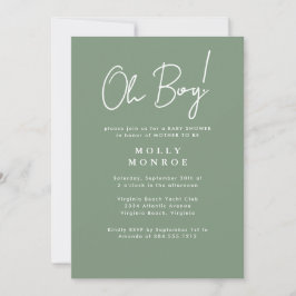 Modern minimalistisch Sage Green Script-Baby showe Kaart