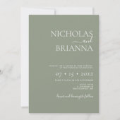 Modern minimalistisch Sage Green Wedding Kaart (Voorkant)