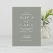 Modern minimalistisch Sage Green Wedding Kaart (Staand voorkant)