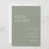 Modern minimalistisch Sage Green Wedding Kaart (Voorkant)