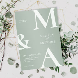 Modern minimalistisch Sage Green Wedding Kaart