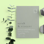 Modern minimalistisch Sage Green Wedding Kaart