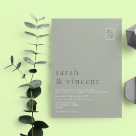 Modern minimalistisch Sage Green Wedding Kaart