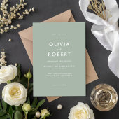 Modern minimalistisch Sage Green Wedding Kaart