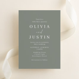 Modern minimalistisch Sage Green Wedding Kaart